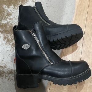 Harley-Davidson Black Leather Zipper Boots